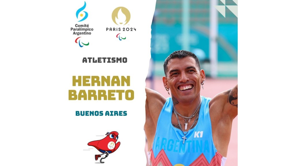 Hernán Barreto, abanderado de la delegación argentina en sus cuartos Juegos Paralímpicos. - Copar -
