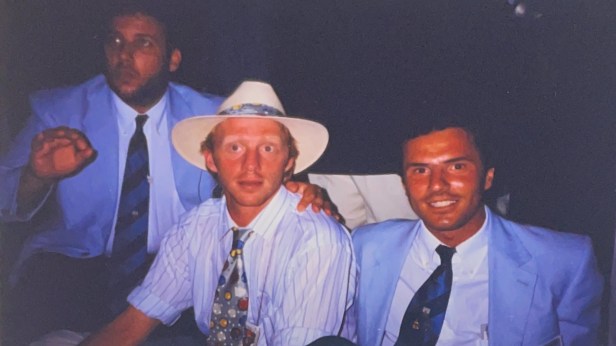 Gabriel Francini junto al alemán Boris Becker.