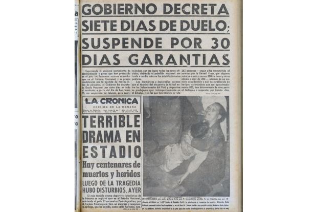 La tragedia en la portada de los medios peruanos, el lunes 25 de mayo de 1964.